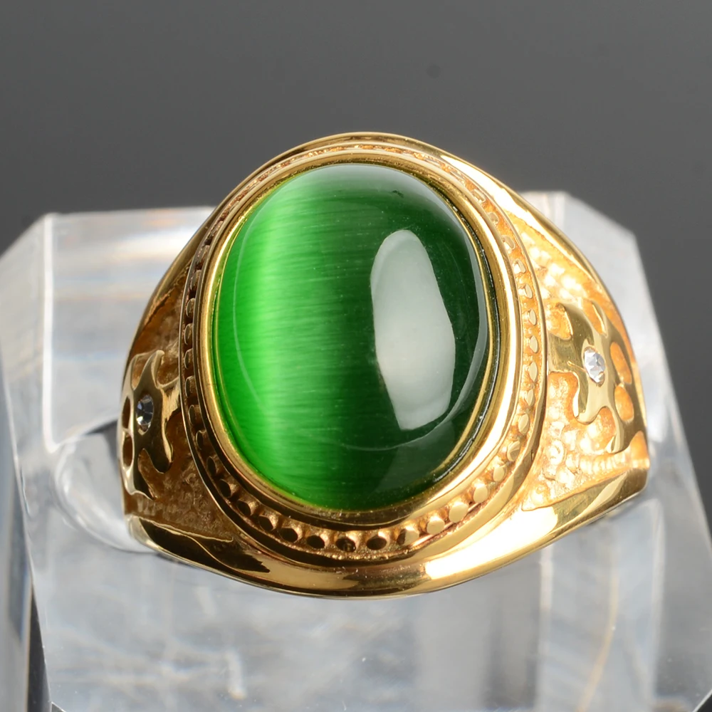 Anillos Compromiso de boda Vintage para hombre, piedra roja 18KT oro a la moda, regalos - AliExpress Joyería y accesorios