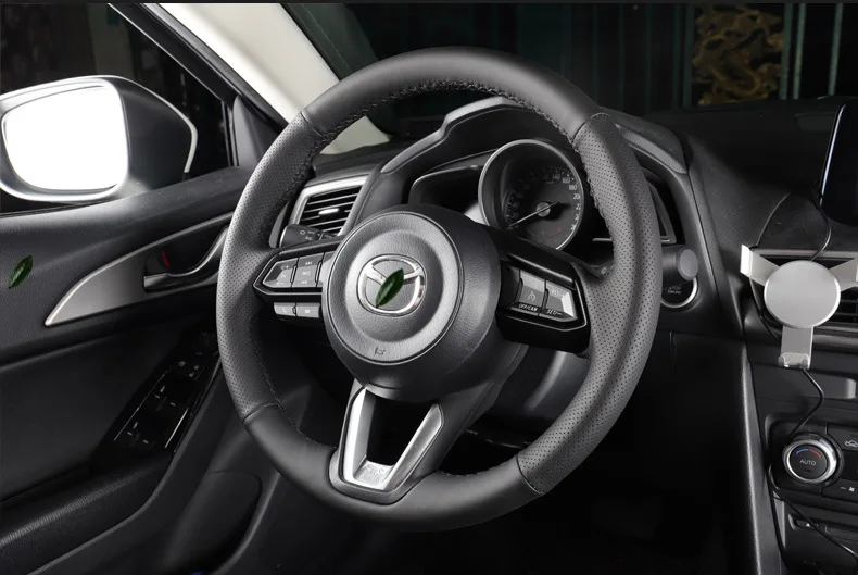 Сшитый вручную чехол на руль для Mazda 3 Axela CX-3 CX3 CX-5 CX5 автомобильные аксессуары оплетка покрывала с иглой