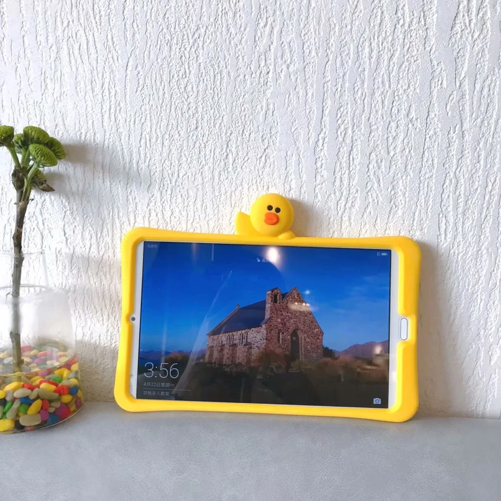 Мягкий силиконовый чехол для планшета для huawei Mediapad M6 10,8 дюймов VRD-AL09 Дети Прекрасный медведь желтый утка Стенд чехол Funda+ ручка