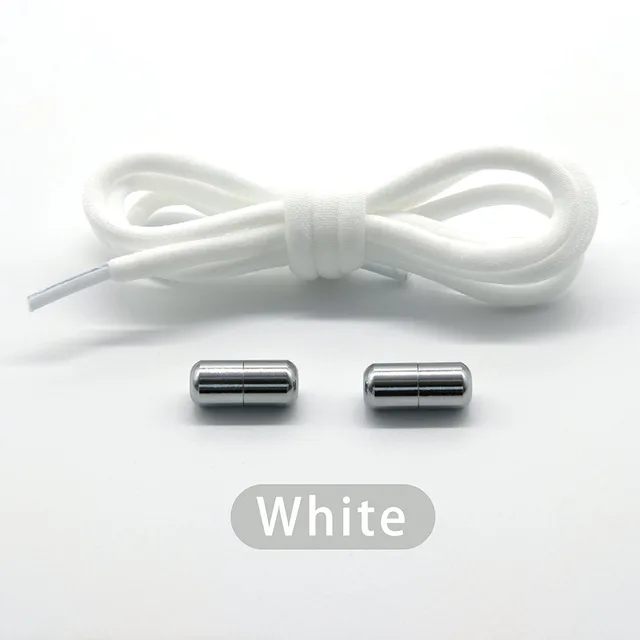 Elastic No Tie Shoelaces Semicircle Shoe Laces For Kids and Adult Shoelace for Sneakers Quick Lazy Metal Lock Laces Shoe Strings white