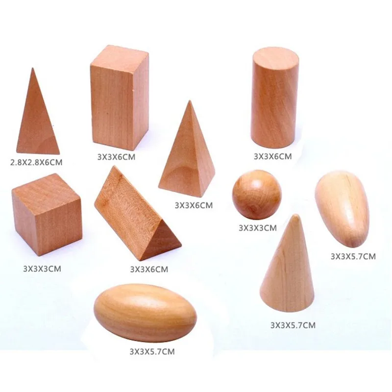 10 Pcs/set Wooden Shapes Geometry Learning Ducation Math Montessori Toys for Children Mystery Bag Cognitive Fun Games|Юный математик| |