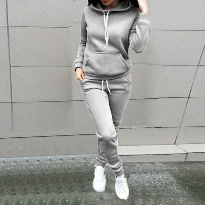 

2pcs Women Hoodies Casual Tracksuit Suits Sweatshirt+Sweatpants Set Warm Clothes Sports Jogging Sweatsuit Female