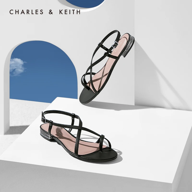 CHARLES＆KEITH Новинка на Лето2020 CK1-70390289Женские Босоножки Кросс-ремень Клип схождение
