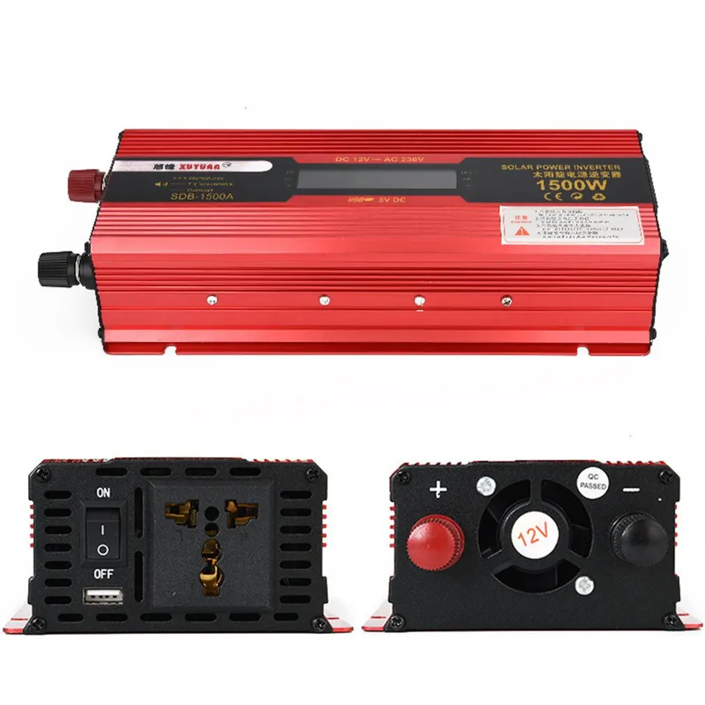 XUYUAN автомобильный инвертор DC12V 50 Гц красный Преобразователь мощности инвертор с экраном дисплея с usb-портом система охлаждения вентилятора