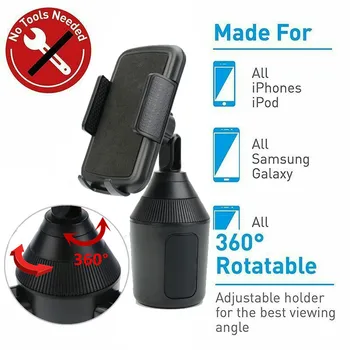 

Universal Car 360°Adjustable Cup Holder Mount for iPhone 11pro/Pro Max Universal Car Mount Adjustable Gooseneck Cup Holder