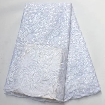 

High class Swiss handcut With bead lace fabric African voile lace with Allover sequins 2019 high quality for big party dress H58