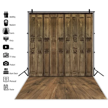 

Laeacco Vinyl Backdrops For Photography Old Dark Wooden Board Door Floor Baby Birthday Party Portrait Photographic Backgrounds