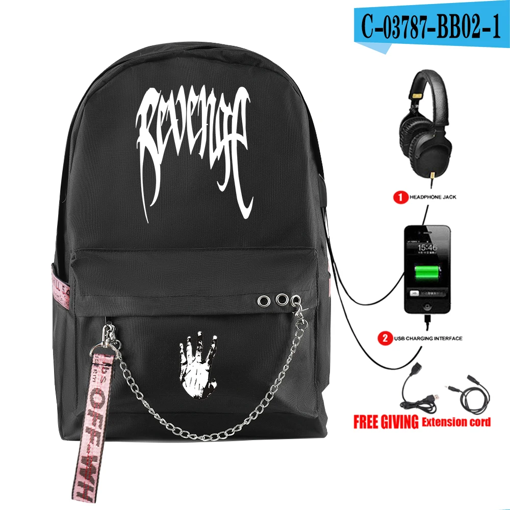 Раппер XXXTentacion Холщовая Сумка с принтом с usb зарядным портом веселый рюкзак в стиле хип-хоп для подростков школьный стиль крутые холщовые рюкзаки
