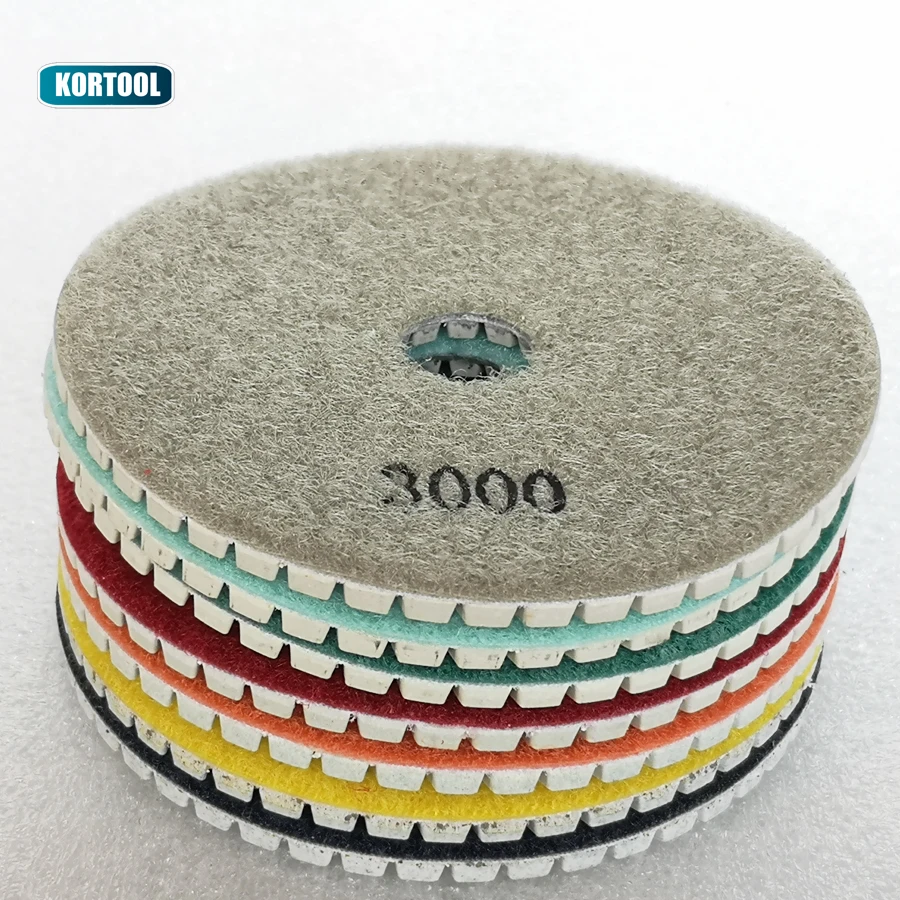 Diamond Polishing Pads Wet/Dry for Granite Stone Concrete Marble Polishing Use Grinding Discs Set  Spiral Type