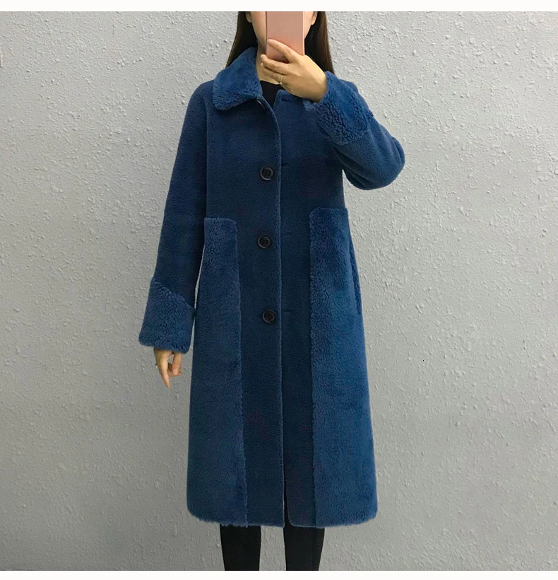 Faux Women Fur Coats Autumn and Winter Thick Warm Long Double-faced Fur jacket vintage Single Breasted Wool Overcoat womens