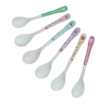 

1PC Random Color Newborn Baby Feeding Spoon Fork Portable Food Dispensing Spoon Free Infant Training Soft Milk Bottle Tableware