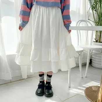 

Casual Loose Solid Simple Loose Elastic Waist College Wind 2020 Summer Spring New Arrival Women Skirts