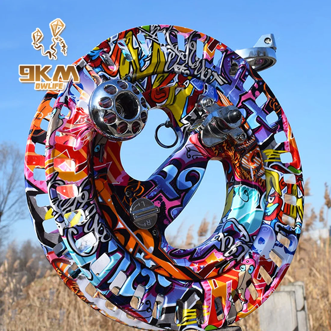 10.6in Large Kite Reel Ball Bearing Smooth Rotation Omnibearing Line-Guide Ratchet Lock Professional for Adult Large Kite Flying