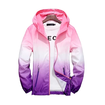 

women outdoor gradient clothes spring autumn women jacket couple models men women UV protection windproof jacket plus size S-5XL