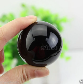 

+++---422+++5pc NATURAL OBSIDIAN POLISHED BLACK CRYSTAL SPHERE BALL 40mm +stand
