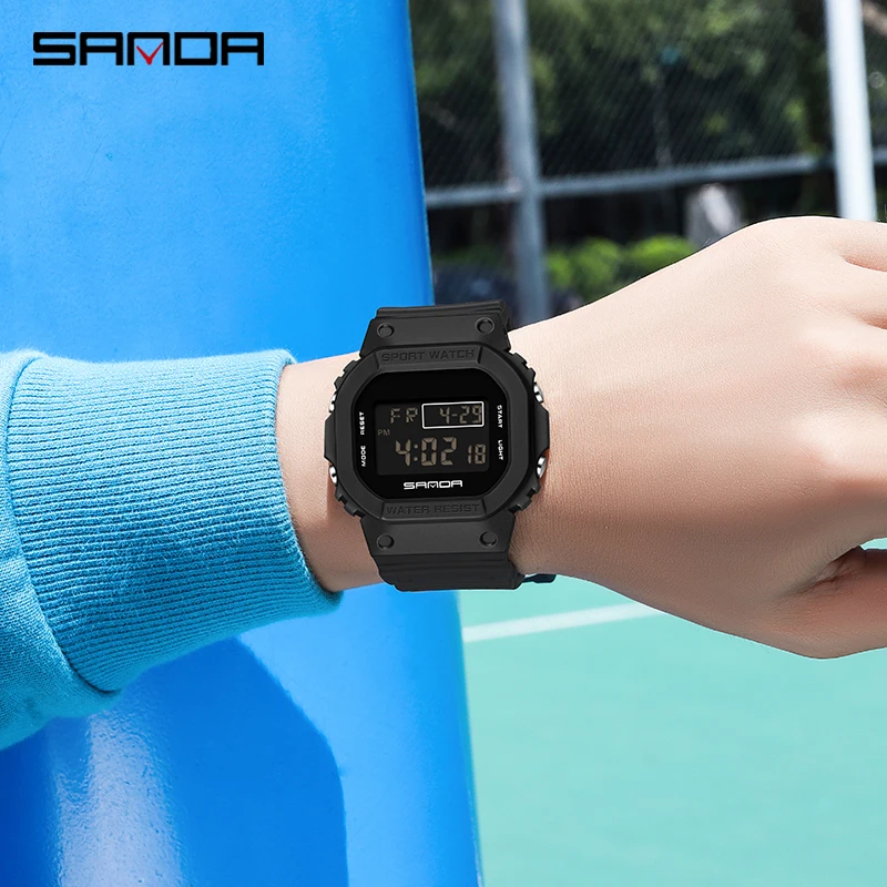 SANDA G Style Digital Watch Men Outdoor Waterproof Sports Wrist Watches For Men Running Stopwatch Military LED Electronic Clock 6