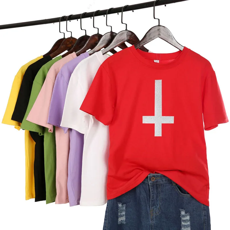 fashion short sleeve cotton latin cross printed loose basic tshirt summer tops | Женская одежда