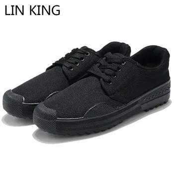

LIN KING New Classic Camouflage Men Canvas Shoes Lace Up Sneakers Unisex Military Training Shoes Comfortable Outdoor Work Shoes