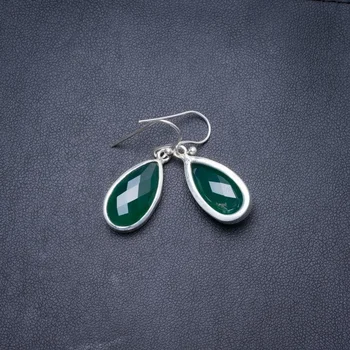 

Natural Chrysoprase Handmade Unique 925 Sterling Silver Earrings 1.25" Y3172