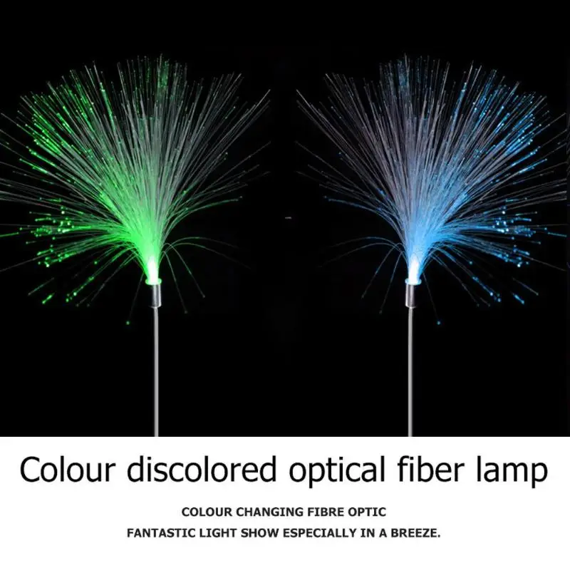 2 шт. уличный светодиодный светильник для газона из оптического волокна на солнечной батарее, меняющий цвет, садовый светильник, не требующий проводки, удобная установка