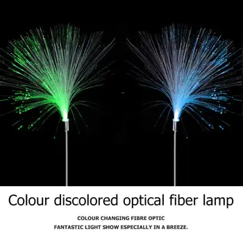 

2pcs Outdoor Solar Power LED Optical Fiber Lawn Light Color Changing Garden Lamp No Wiring Required Install Convenient