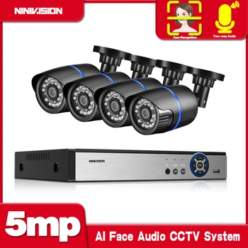 

H.265 POE CCTV System 4CH 5MP NVR Kit 5.0MP Audio Record AI IP Camera IR Outdoor Waterproof P2P Video Security Surveillance Set