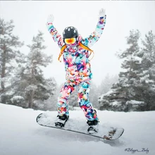 

Ski Suit Women Warm Windproof Snowboard Snowsuit Ski Jacket + Ski Pants Fashion Print Waterproof Ski Set For Women