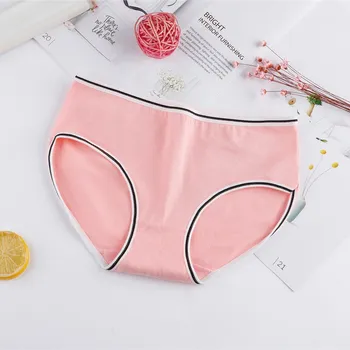 

Comfortable New Girl's Simple Fresh Solid Color Panty Women's Cotton Underwear Low Waist Hip Up Women's Underwear