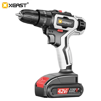 Best XEAST Electric Screwdriver Cordless Drill Impact Drill Power Driver DC Lithium-Ion Battery 32N.m 2-Speed Power Tools
