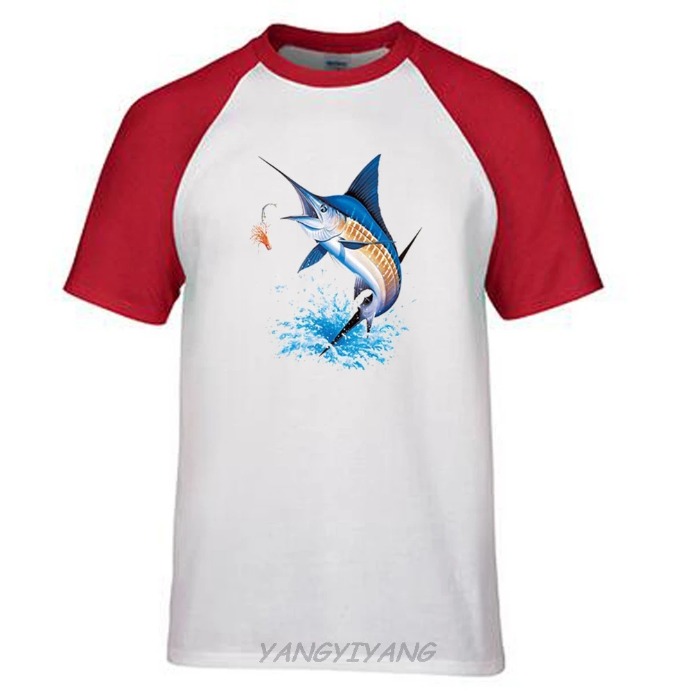Blue Marlin, футболка с морским рыбаком, летняя брендовая футболка, Мужская футболка