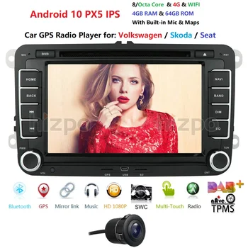 

7 Inch 4GB Android 10 2 Din Car Radio Fit VW Passat POLO GOLF Tiguan CC Skoda Fabia Rapid Yet Seat Leon GPS Navigation with BT