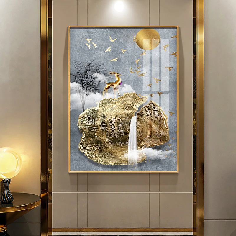 Картина для оформления входа Вертикальная декоративная картина Lucky Feng Shui коридор прохода настенная живопись гостиная картины простые современные