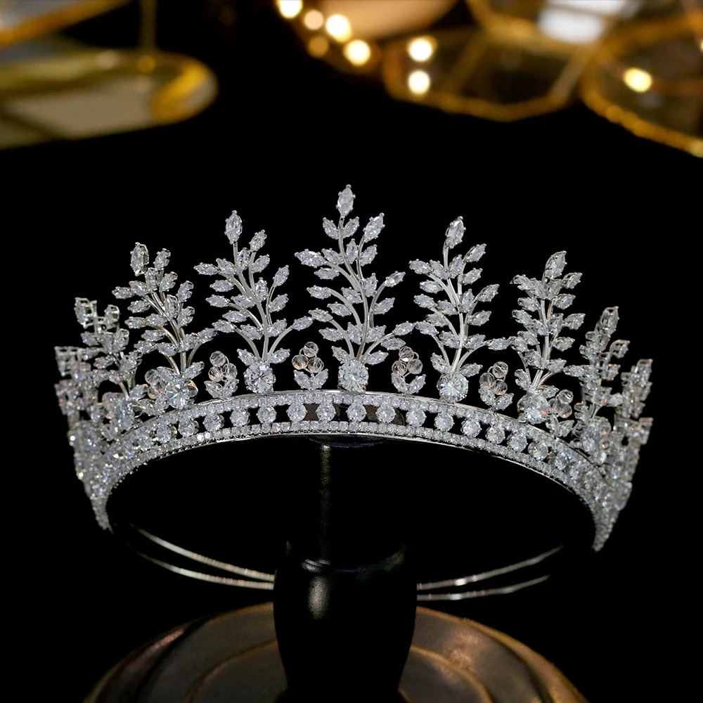 Asnora キュービックジルコニア結婚式の王冠花嫁プリンセスクラウンティアラ大女性の女の子卒業アクセサリーリアル髪の宝石 Hair Jewelry Aliexpress