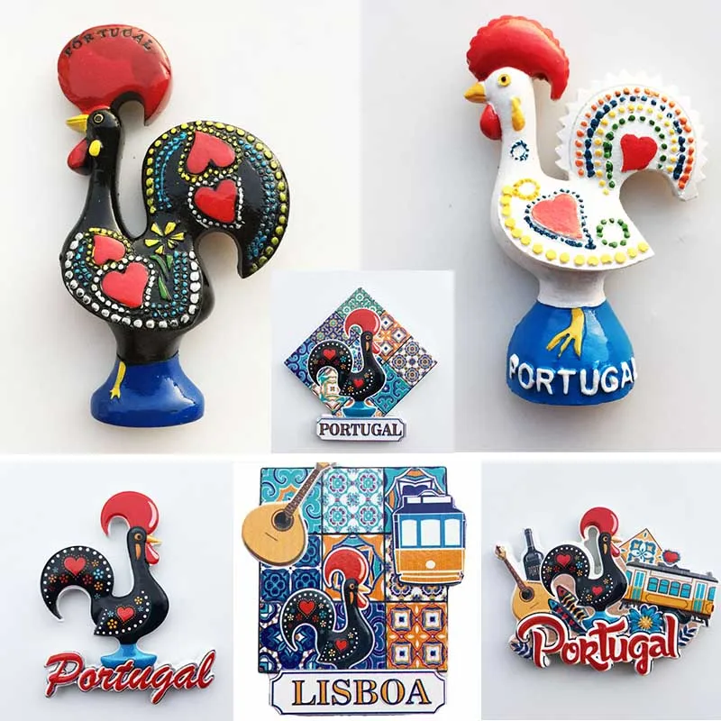 

Portugal Fridge Magnets Tourist Souvenir Portuguese Cock Lisboa Tram Guitar Magnetic Refrigerator Sticker Collection Travel Gift