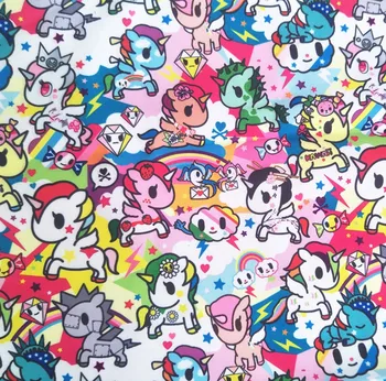 

148cm Width Colorful Unicorn Printing Canvas Fabric For Cushion Cover/Diy Handbag/Slipcover/Curtain DIY Sewing