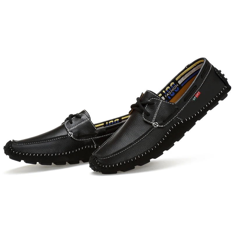 Spring and autumn men's shoes comfortable high quality lightweight lace loafers leathe non-slip wear-resistant large size 47