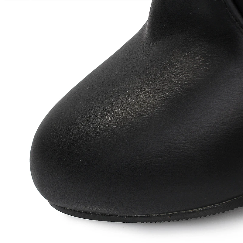 Женские ботинки женские ботинки из флока на низком каблуке с ремешком и пряжкой осенне-зимняя свободная обувь женские черные ботинки до колена, Размеры 33-43
