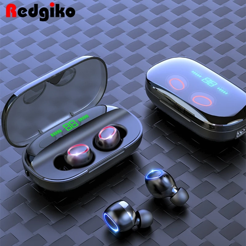 TWS, отпечаток пальца, сенсорные беспроводные Bluetooth V5.0 наушники, шумоподавление, стерео бас наушники, светодиодный дисплей, гарнитура с микрофоном
