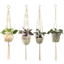 Plant Hangers Rope Flowerpot-Net Hanging-Basket Balcony-Decor Macrame Garden Handmade