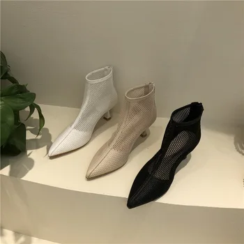 

shoes Shoes Sandals Boots Booties Ladies Zipper Rock Rubber Pointy Med Summer Ankle Black Thin Heels Flock Rome Microfiber