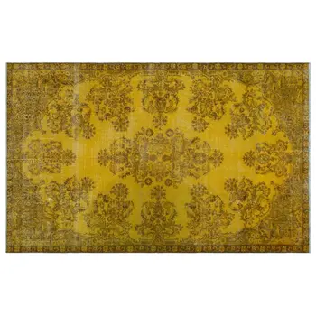 

Handmade Yellow Vintage Overdyed Turkish Area Rug 193x308 Cm-6'4''X10'1''