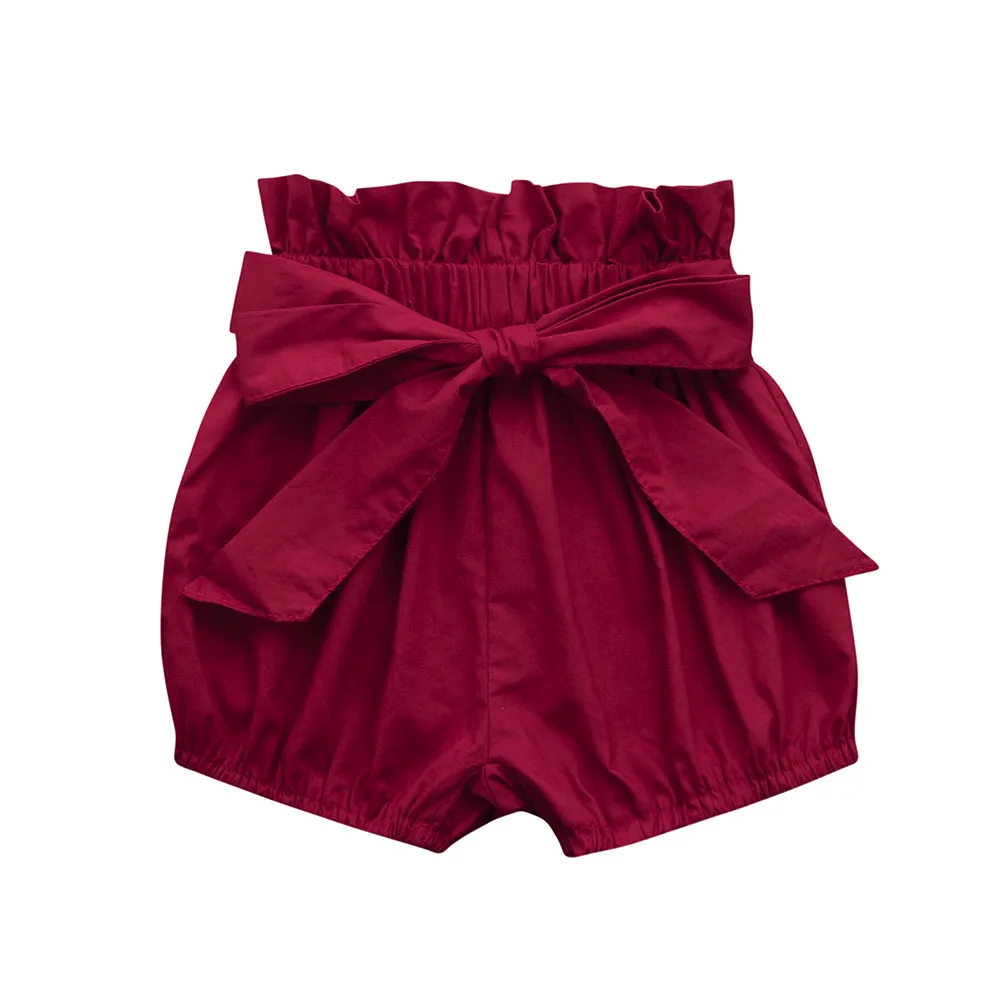 Повседневные шорты больших размеров для малышей; Детские шорты в клетку; однотонные штаны для малышей; трусики с бантом для маленьких девочек и мальчиков; брюки;#4 - Цвет: Красный