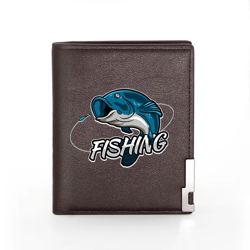 

Classic Casual Fishing Printing Men's Wallet Leather Purse For Men Credit Card Holder Short Male Slim Coin Money Bags