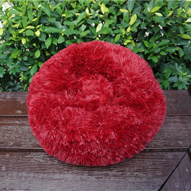 Soft dog bed round washable plush cat bed