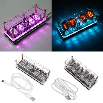 

IN-12 Glow Tube Clock 4-Bit DS3231 IN12 Nixie Tube Clock Steampunk Decor Gift with Multicolor RGB LED Backlight