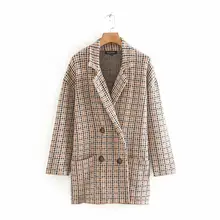 Женское зимнее вязаное пальто с узором «гусиная лапка», Модные свободные клетчатые костюмы больших размеров для девушек, женская теплая элегантная шикарная верхняя одежда