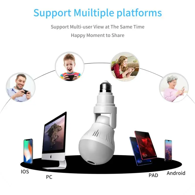 Panoramic Wifi Camera E27 Light Bulb HD 1080P Security IP Camera Smart Light Bulb 2 in1 Home Safety