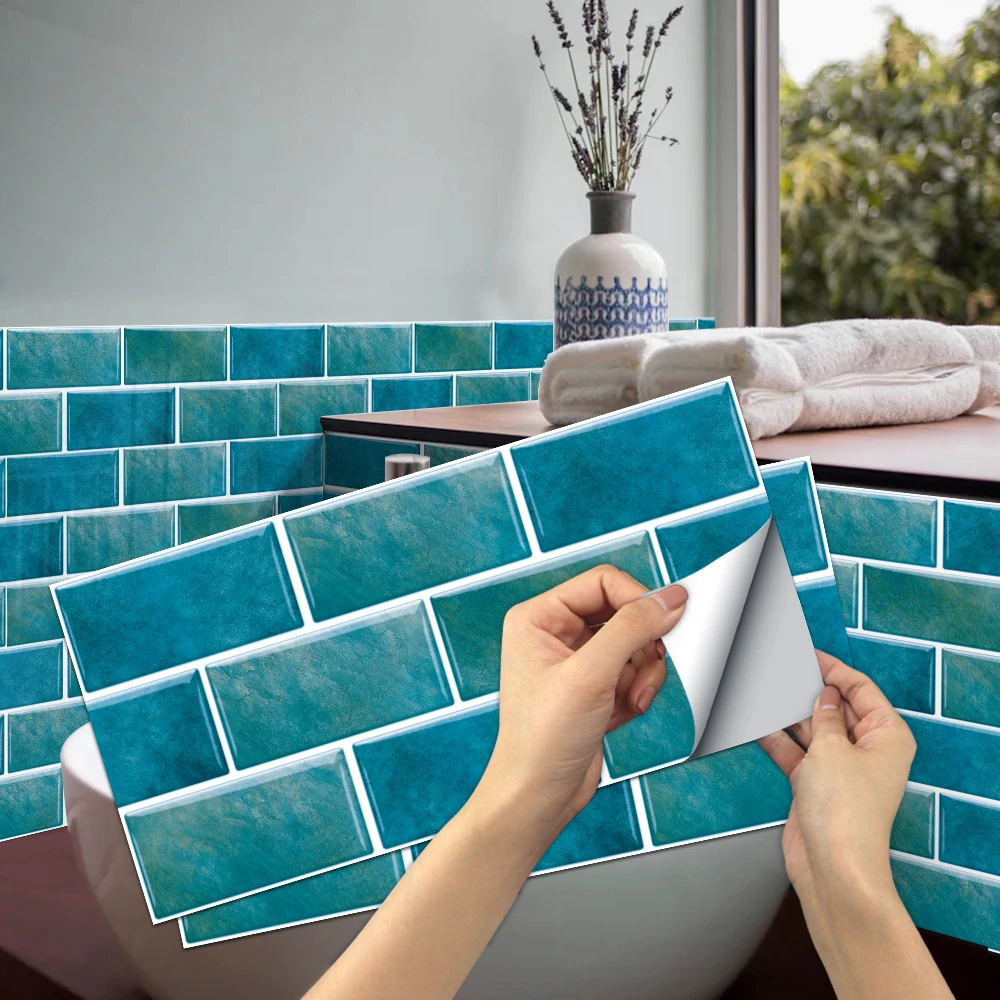 Oriënteren Hilarisch lelijk Duurzaam Zelfklevende Pvc Tegel Decoratie Keuken Muur Oilproof Stickers  Badkamer Waterdichte Sticker Blauw Baksteen|Wandstickers| - AliExpress