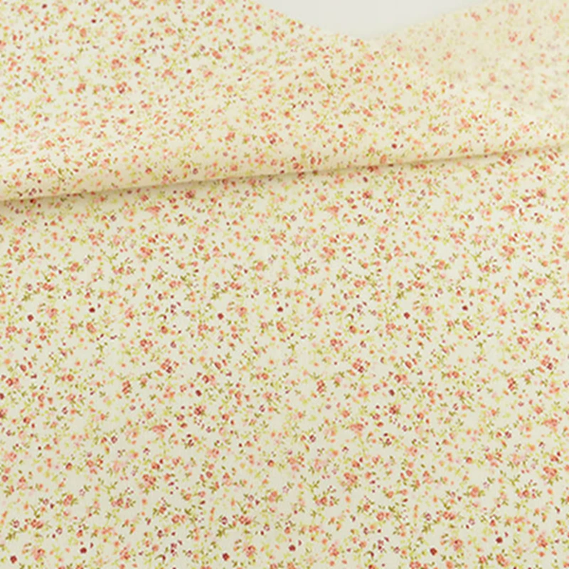 Teramila Light Yellow Cotton Fabric Floral Flower Printed for Arts