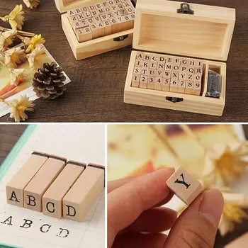 

36Pcs/Set DIY Handmade Wooden Numbers English Letters Stamps Seal Diary Decor perfect decoration for your diary paper or cards
